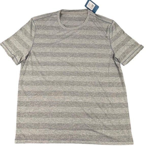 Shirt Reel Legends Short Sleeve Shirt NWT Grey White Stripped Size Large Po… - Picture 1 of 10